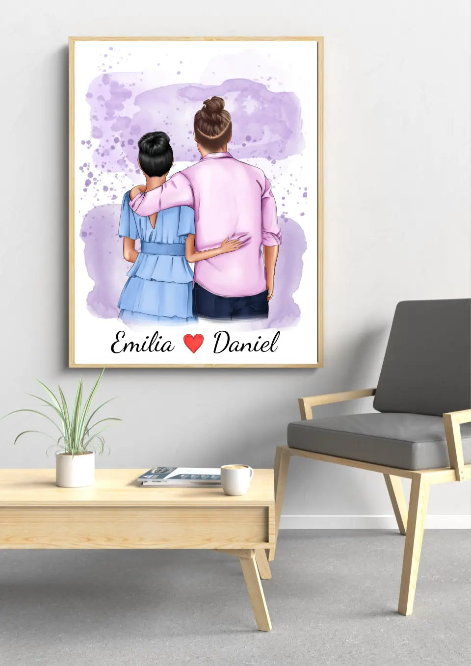 Pärchen Poster an der Wand – Personalisiertes Liebesgeschenk für Paare