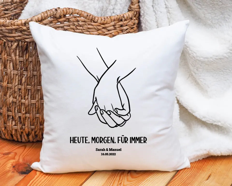 Heute Morgen Für Immer Kissen personalisiert – Romantisches Paar-Geschenk mit Namen & Datum