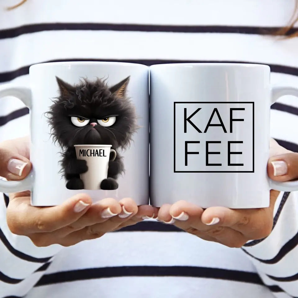 Katzen Tasse Morgenmuffel personalisiert mit Foto – Geschenk Katzenliebhaber Kaffeetasse – manoprints