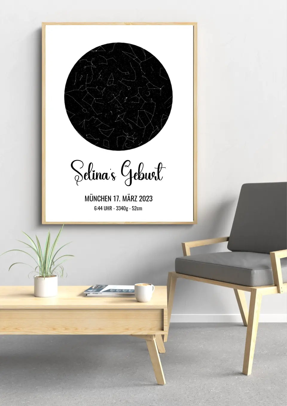 Sternenkarten Poster Geburt an der Wand – Personalisiertes Taufgeschenk