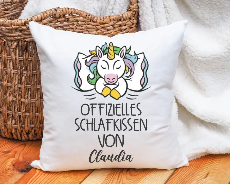 Offizielles Schlafkissen Einhorn personalisiert – Magisches Kissen mit Namen für Einhorn-Fans