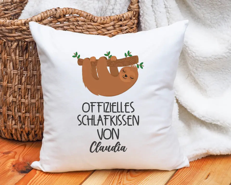 personalisiertes kissen – offizielles schlafkissen faultier – personalisiert