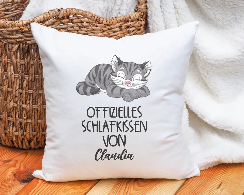 Offizielles Schlafkissen Katze personalisiert mit Foto – Einzigartiges Kissen für Katzenliebhaber