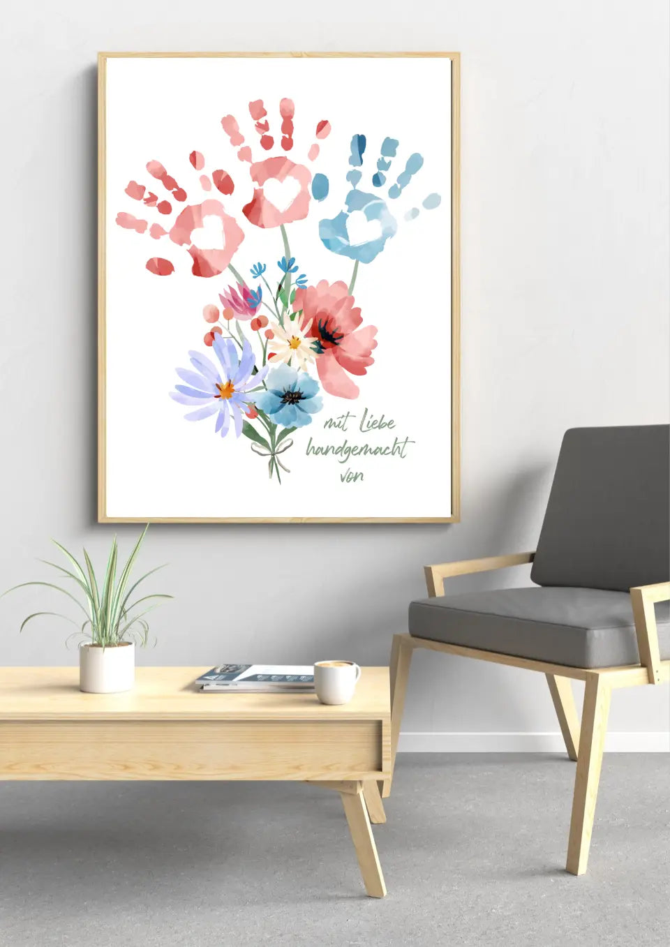 Blumenhände Poster Muttertag an der Wand – Romantisches Muttertagsgeschenk
