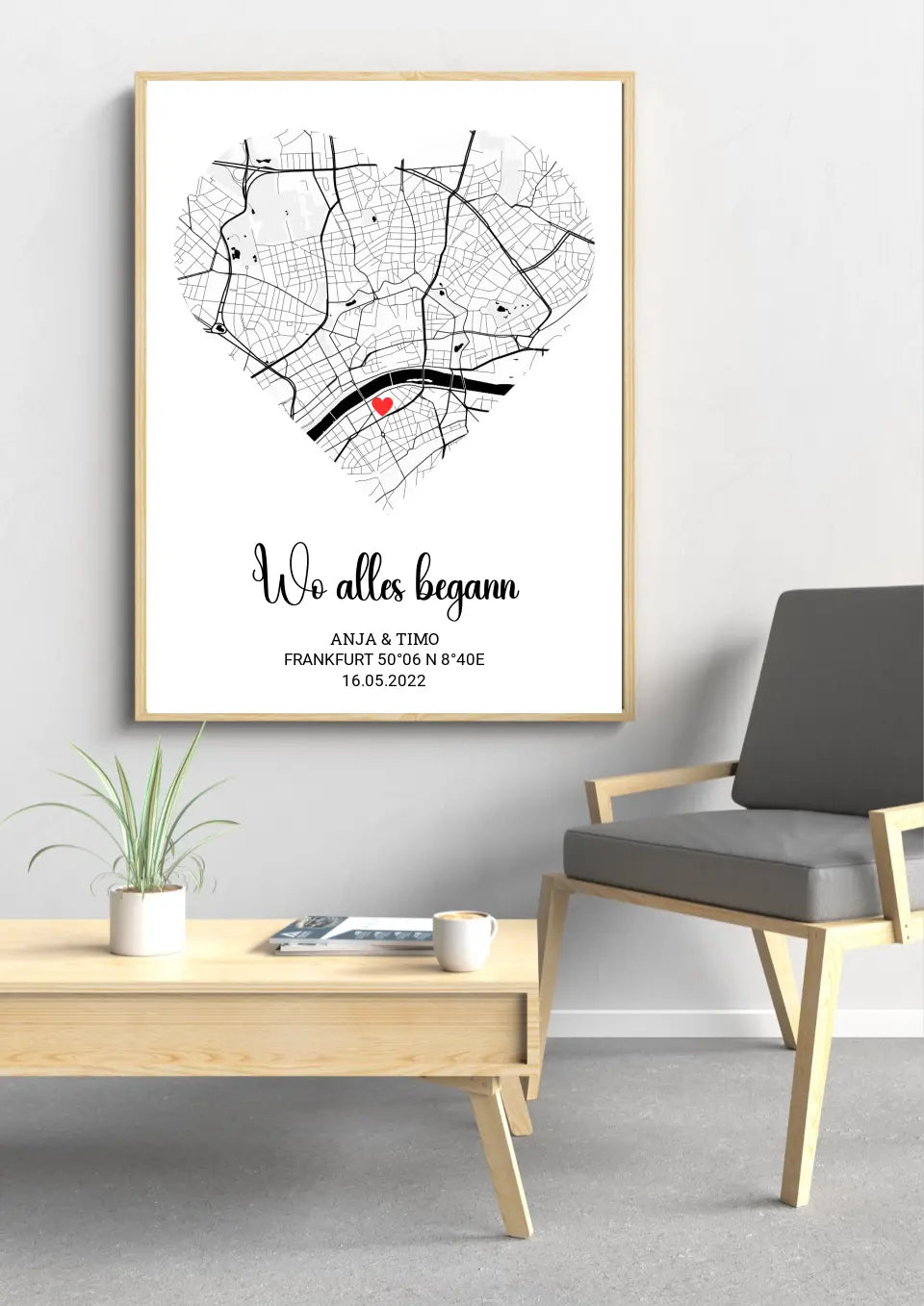 Wo alles begann Poster an der Wand – Romantisches Paar-Geschenk personalisiert