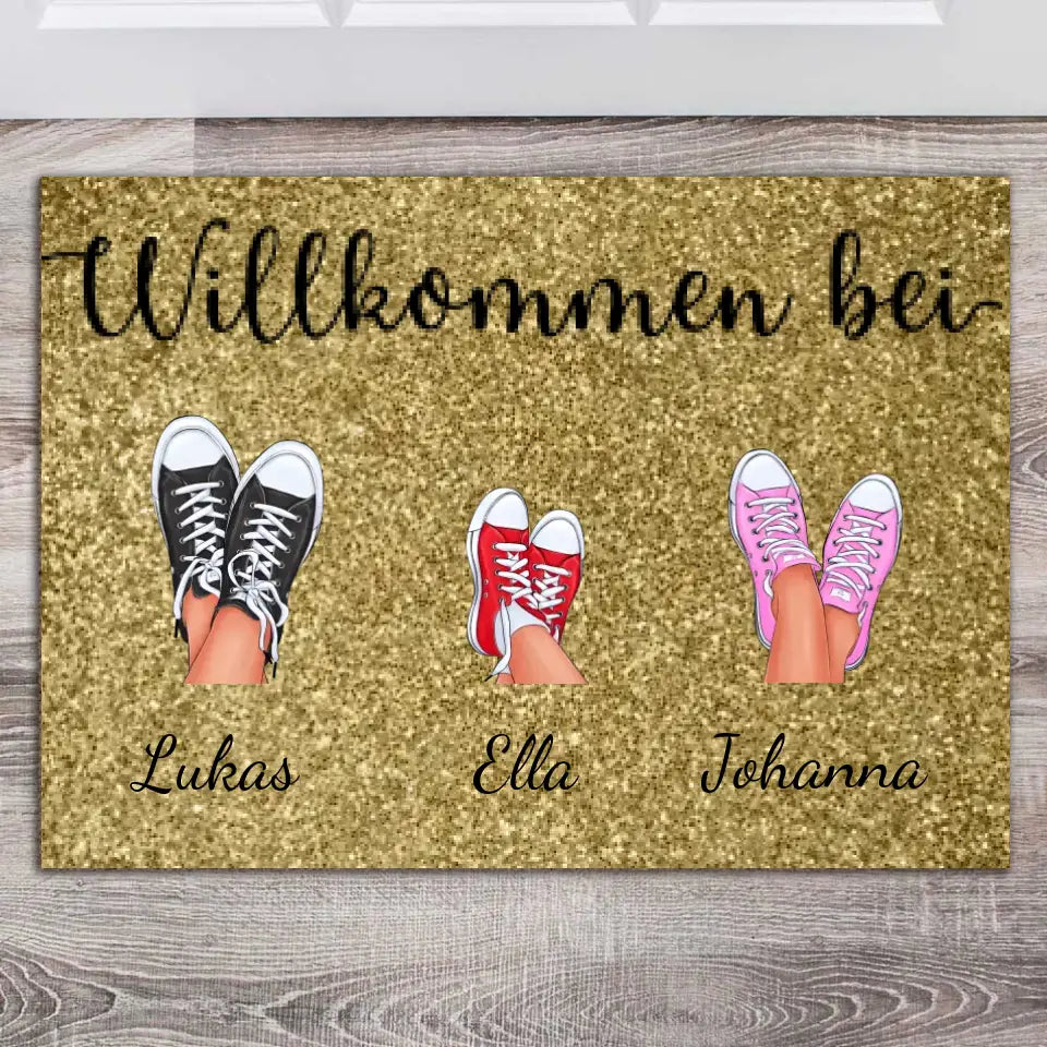 Willkommen Fußmatte personalisiert – Schönes Einzugsgeschenk mit Namen für die Haustür