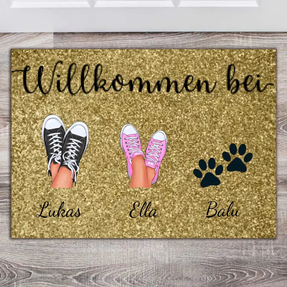 Willkommen Fußmatte personalisiert – Persönliches Einzugsgeschenk mit Namen für die Haustür