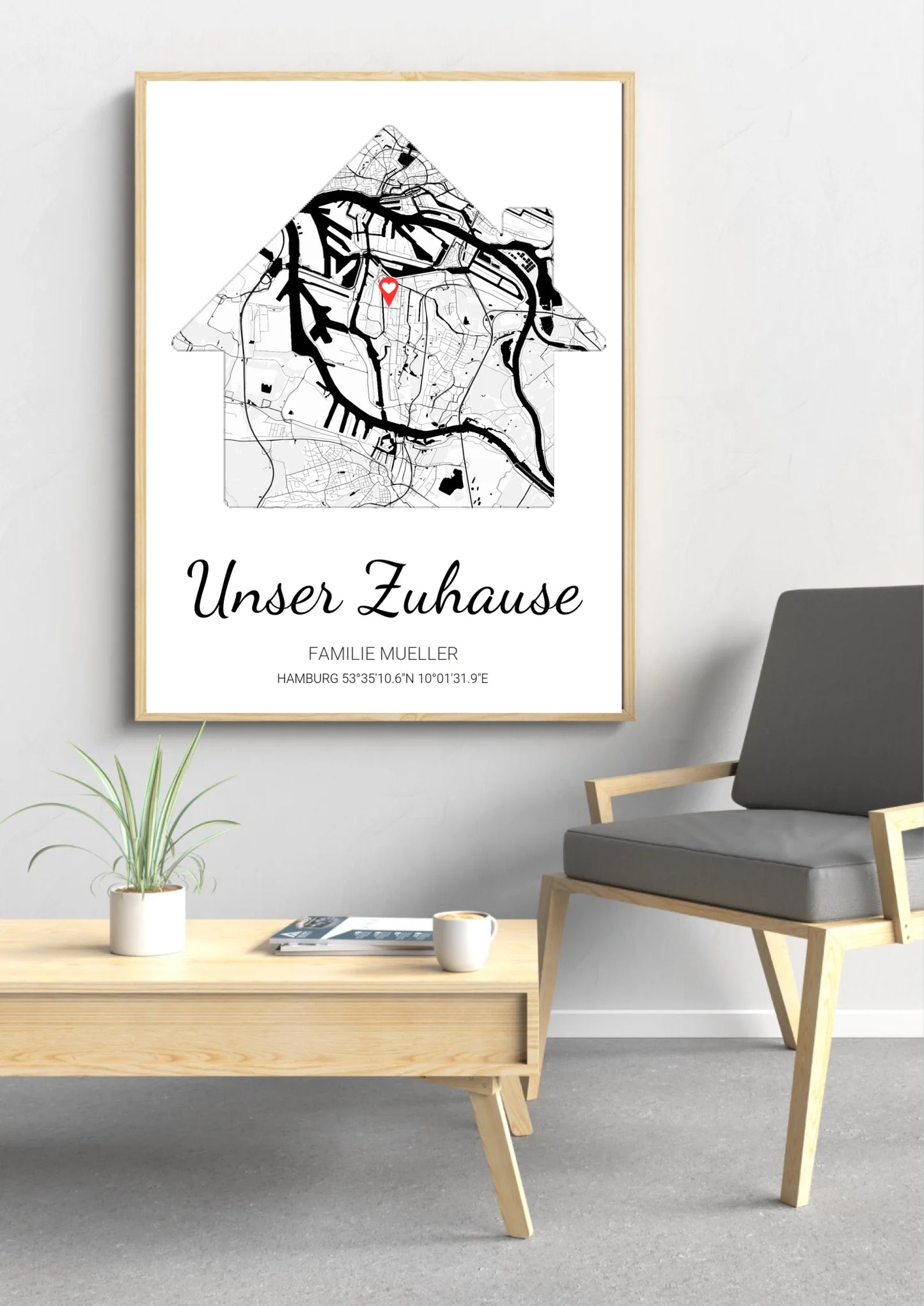 Zuhause Poster an der Wand – Personalisiertes Geschenk zum Einzug oder Jubiläum