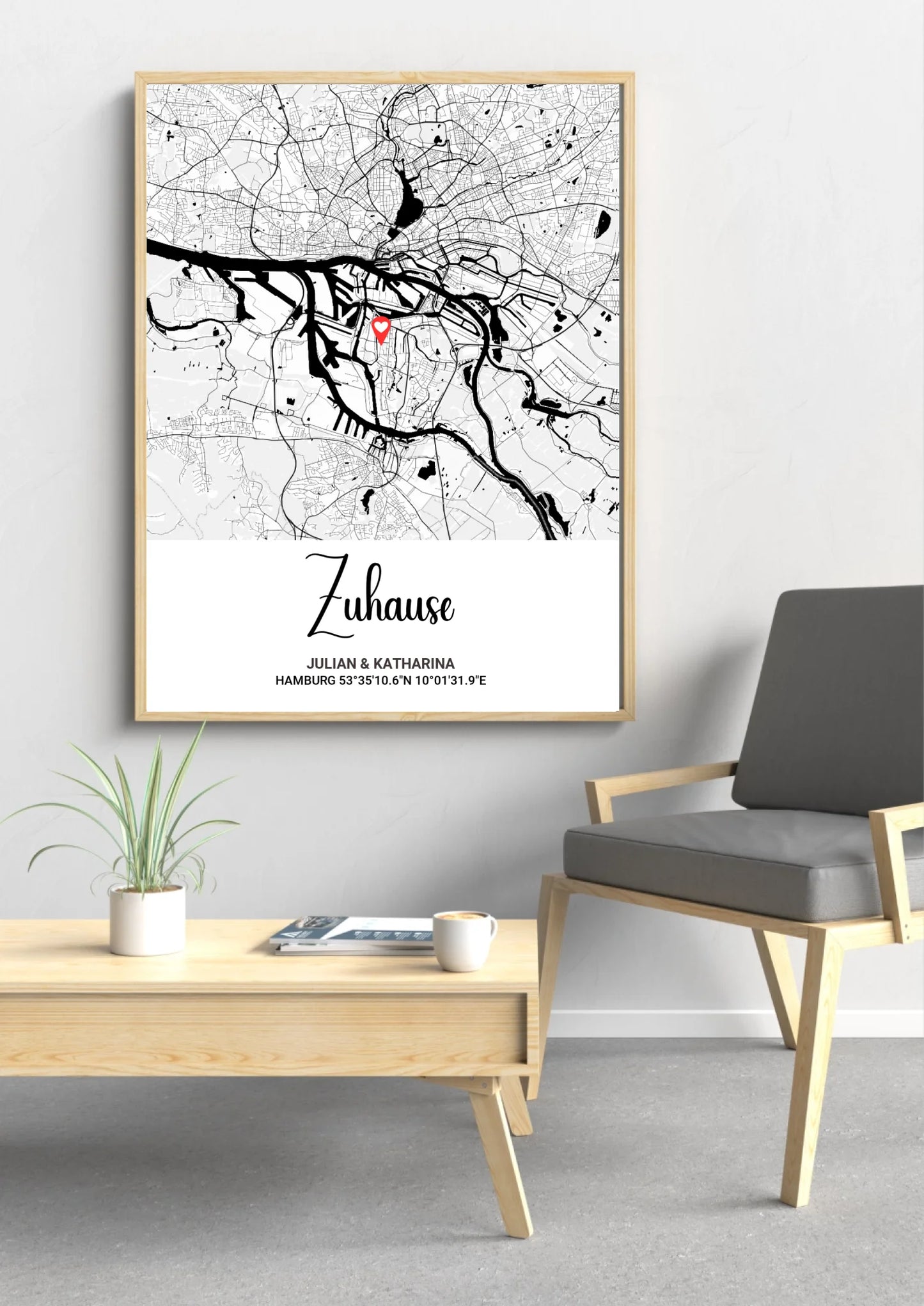 Zuhause Poster an der Wand – Personalisiertes Geschenk zum Einzug