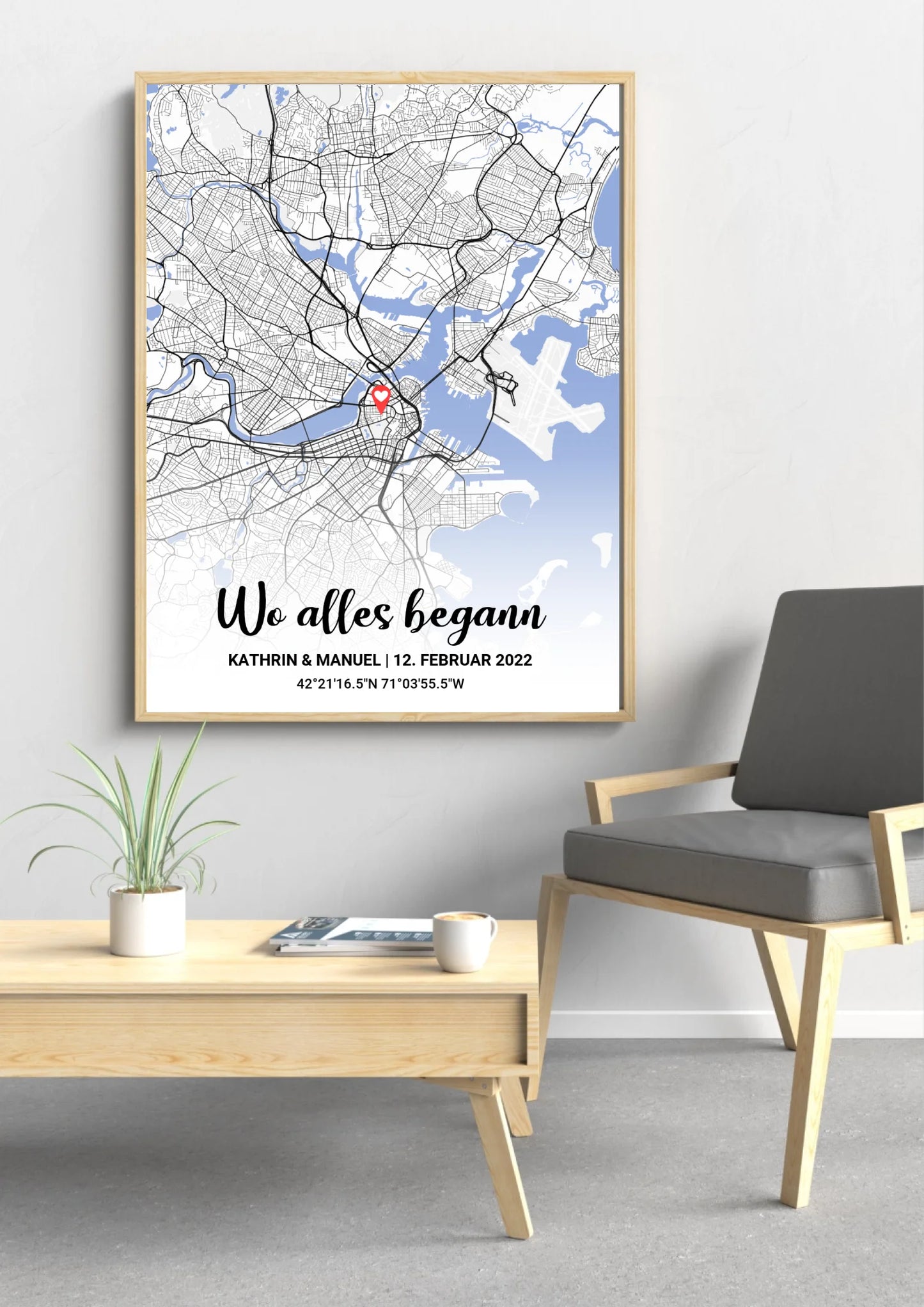 Wo alles begann Poster an der Wand – Personalisiertes Paar-Geschenk
