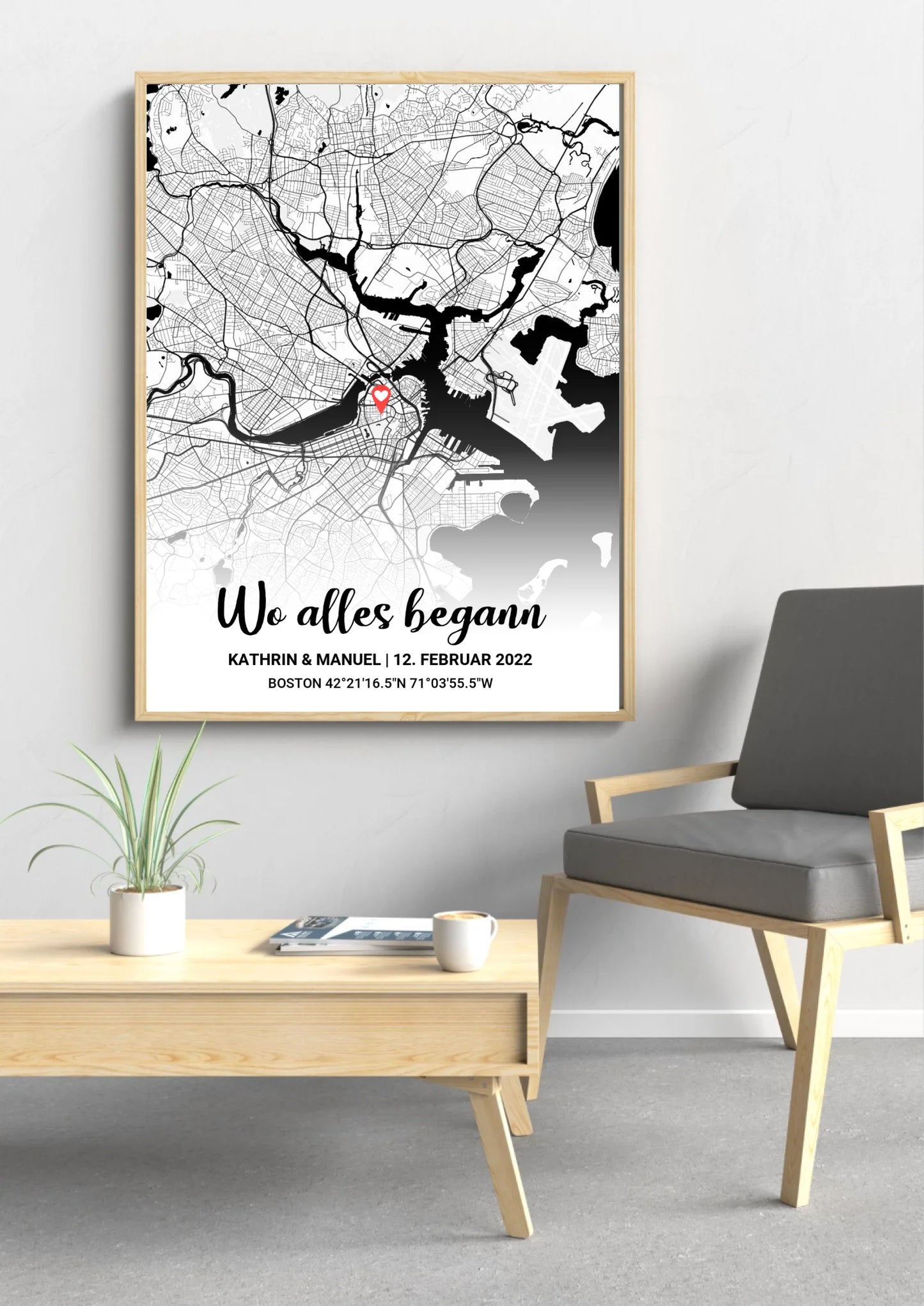Wo alles begann Poster an der Wand – Paar-Geschenk mit Koordinaten