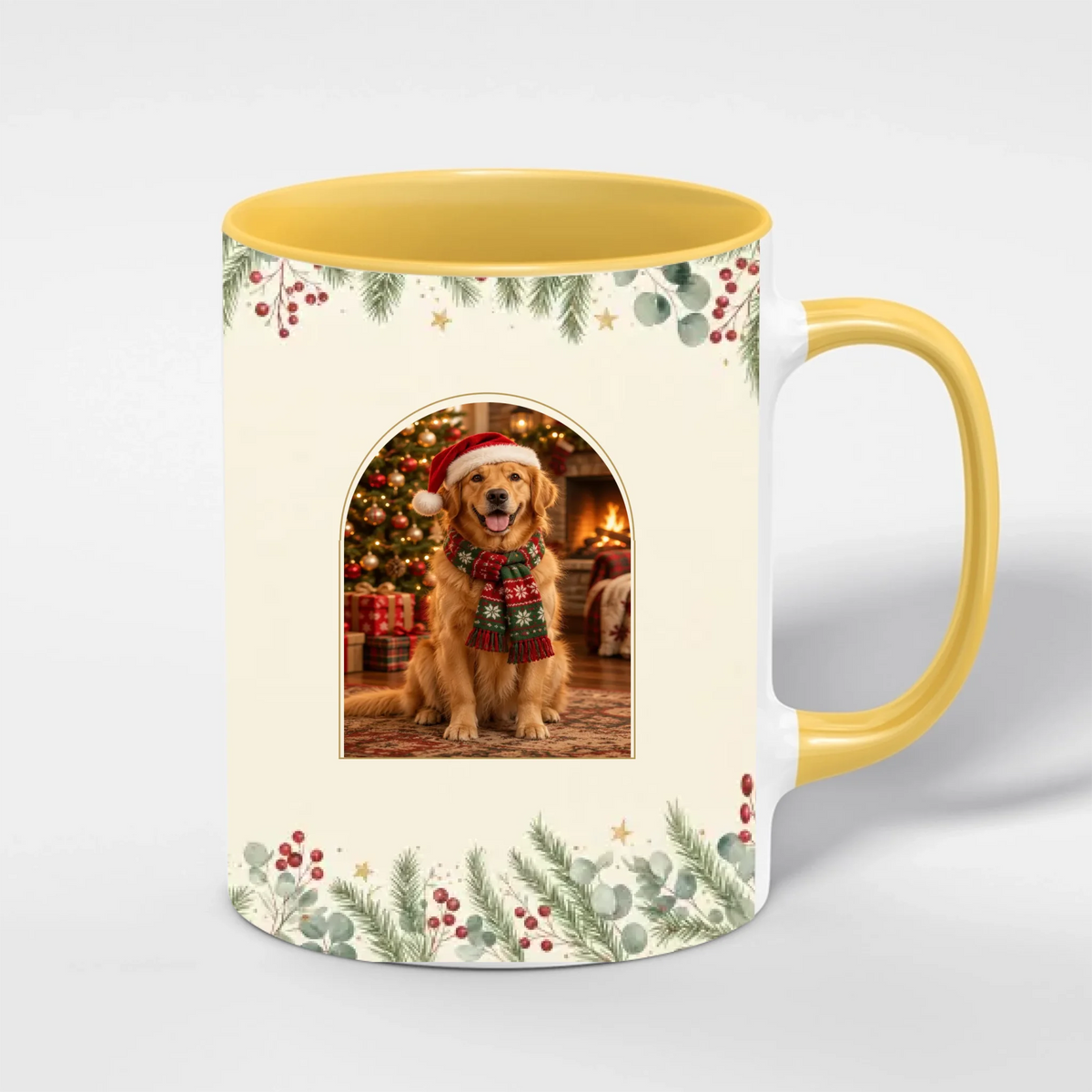 Weihnachtstasse Haustier nach Foto – im Weihnachtsoutfit