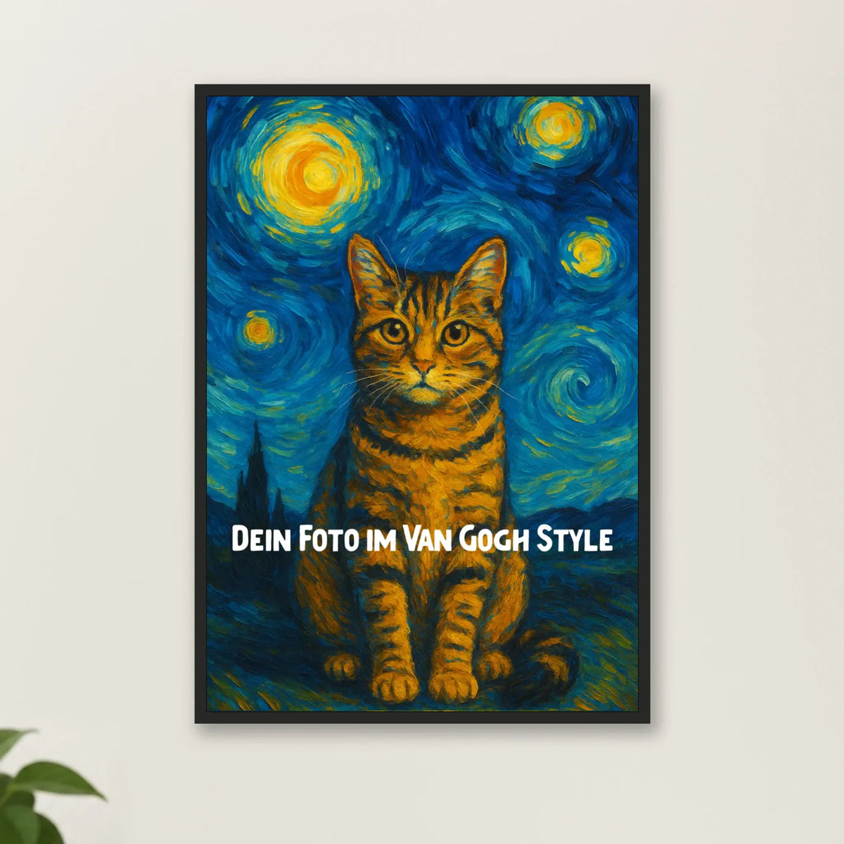 Van Gogh Poster personalisiert – im schwarzen Rahmen an heller Wand