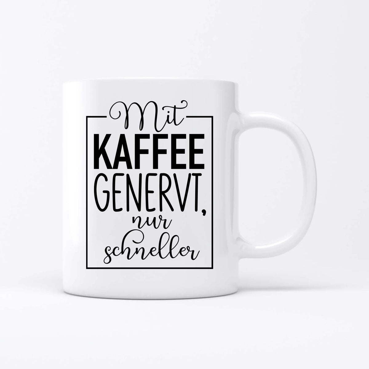 Morgenmuffel Katzentasse – Detailansicht personalisierte Tasse für Katzenfreunde