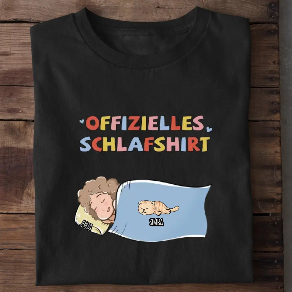 Offizielles Schlafshirt Katzenbesitzer personalisiert – Geschenk für Schwester MANOprints
