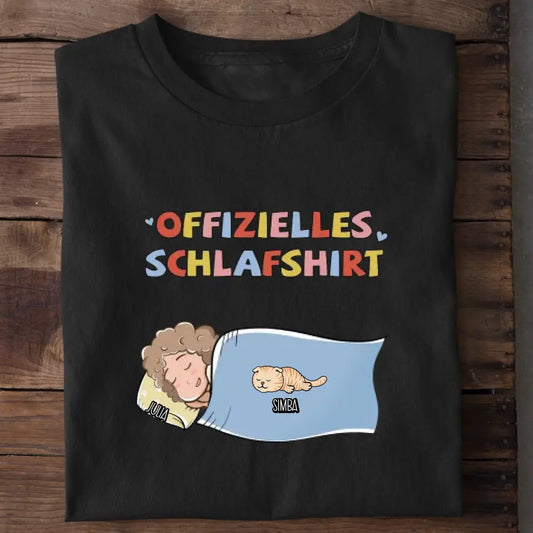 Offizielles Schlafshirt Katzenbesitzer personalisiert – Geschenk für Schwester MANOprints