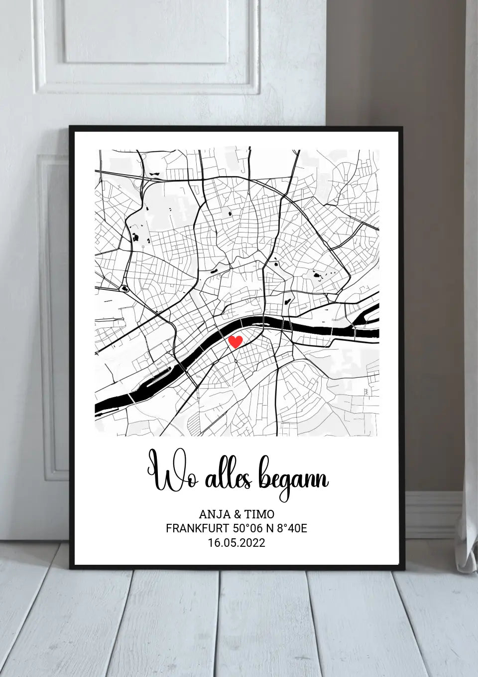 Wo alles begann Poster personalisiert – originelles Hochzeitsgeschenk von MANOprints