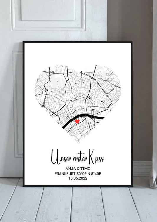 Unser erster Kuss Poster personalisiert – Geschenk zur Silberhochzeit von MANOprints