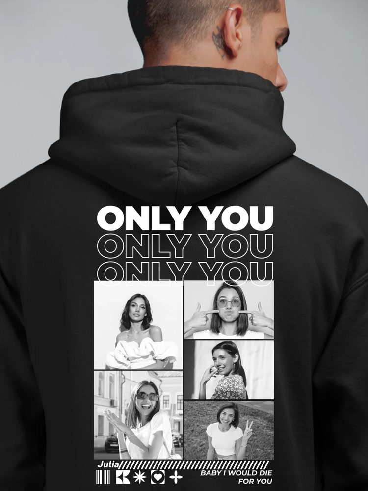 Only You Hoodie für Paare personalisiert mit Fotos und Namen