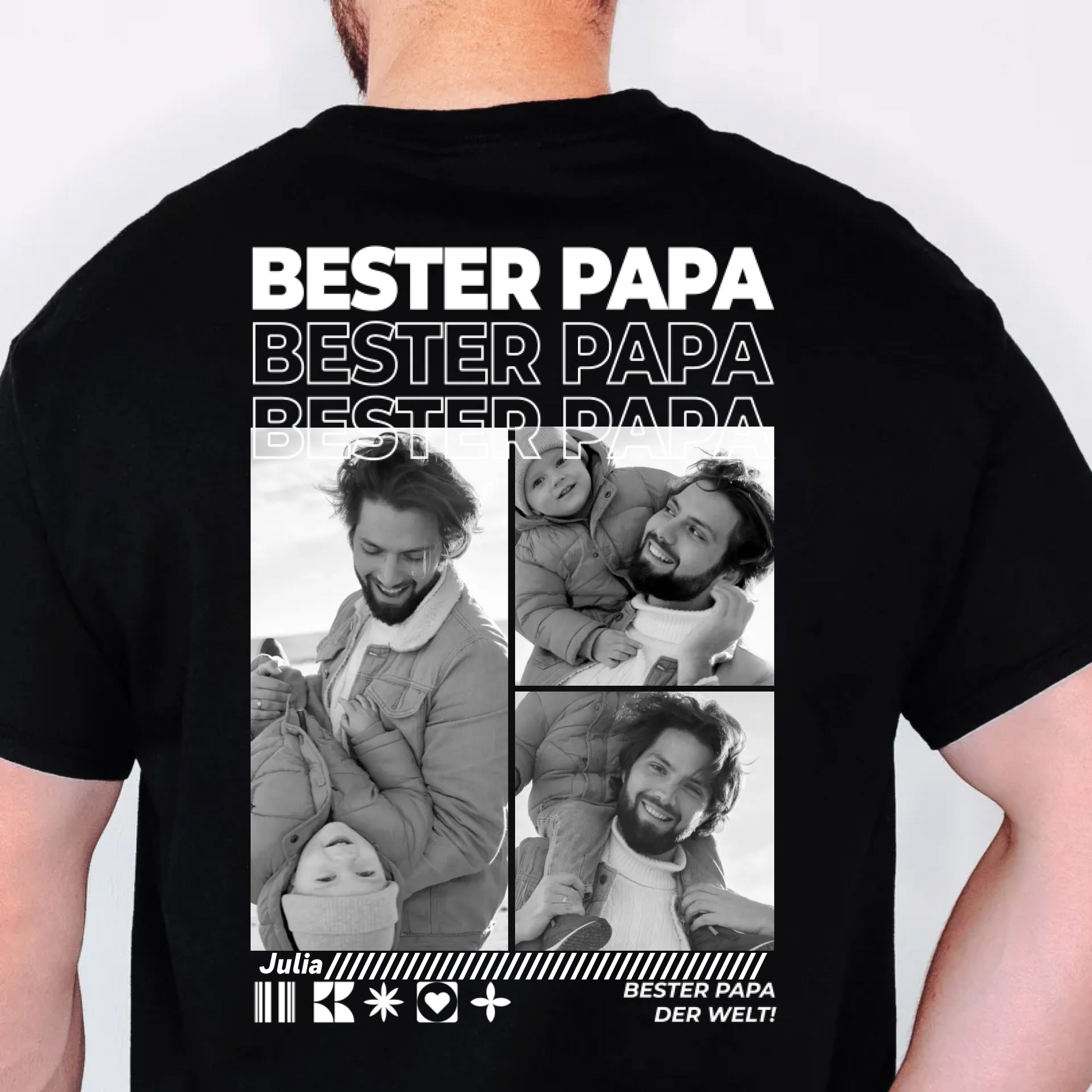 Papa T-Shirt mit Fotos personalisiert – T-Shirt Papa personalisiert mit eigenen Fotos als Vatertagsgeschenk
