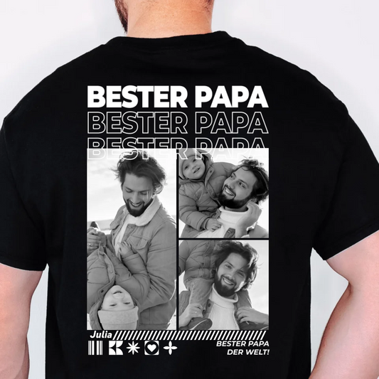 Papa T-Shirt mit Fotos personalisiert – T-Shirt Papa personalisiert mit eigenen Fotos als Vatertagsgeschenk