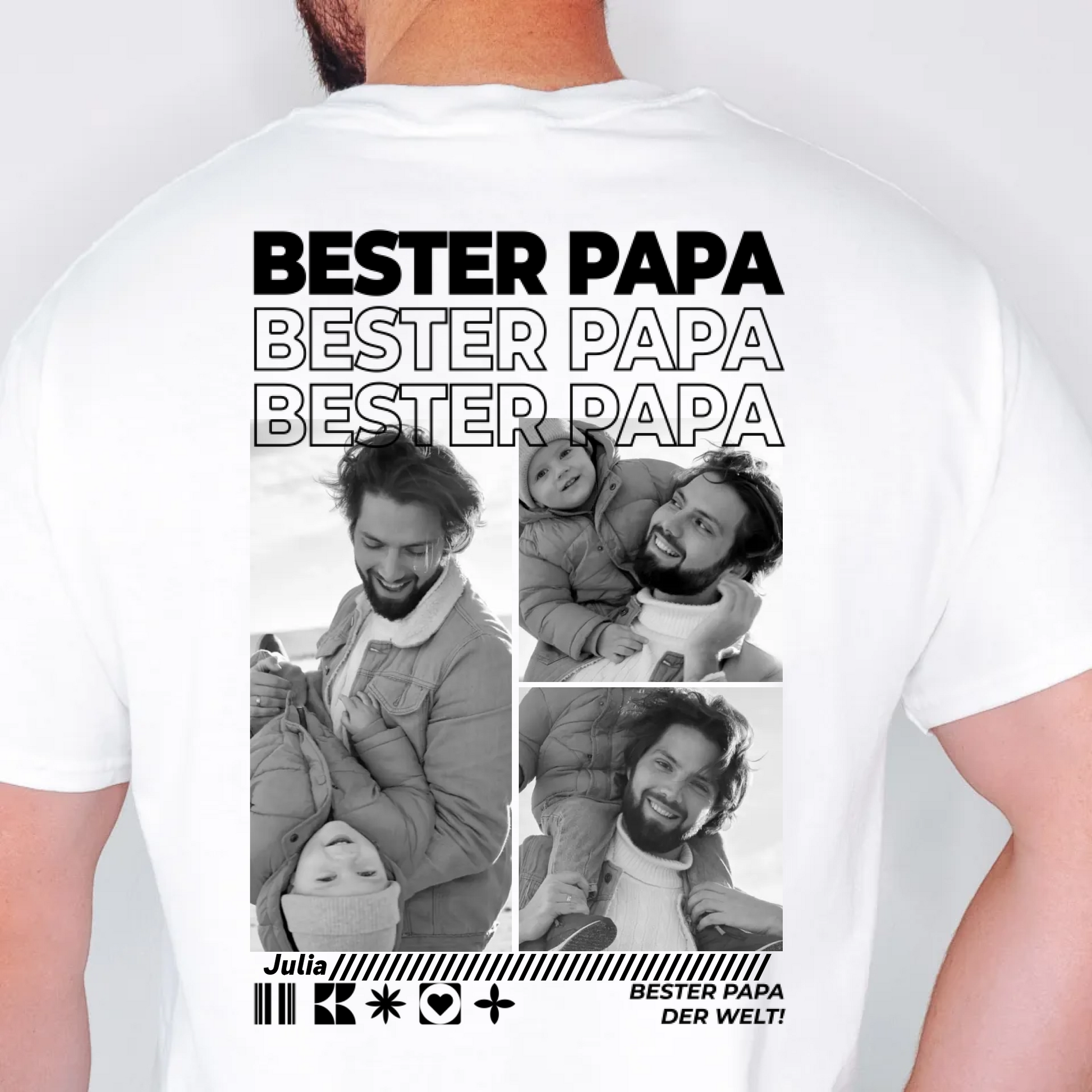 Papa T-Shirt mit Fotos – Verschiedene Größen personalisiertes Papa-Foto-Shirt