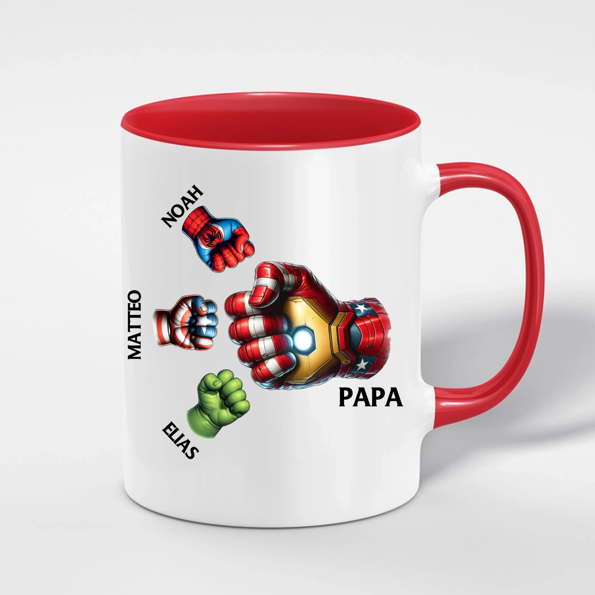 Personalisierte Superhelden Tasse – Vatertagsgeschenk von den Kindern