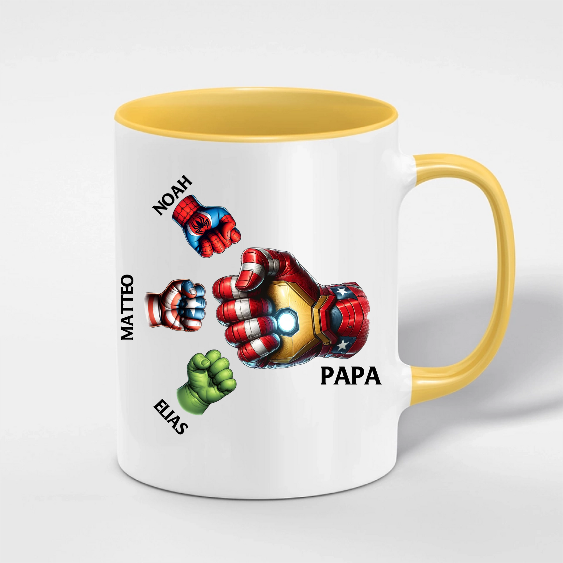 Papa Tasse mit Kinderhänden & Namen – Geschenkidee zum Geburtstag & Weihnachten