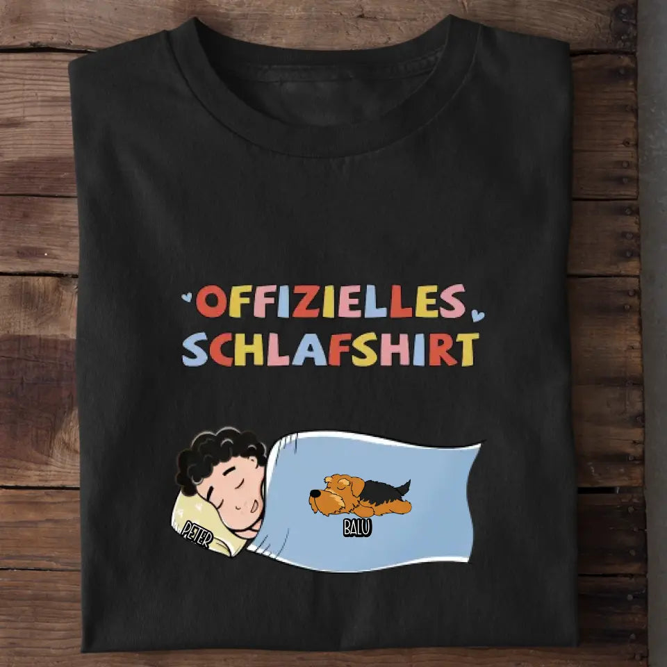 Offizielles Schlafshirt Hundebesitzer – Lifestyle Foto personalisiertes Schlafshirt