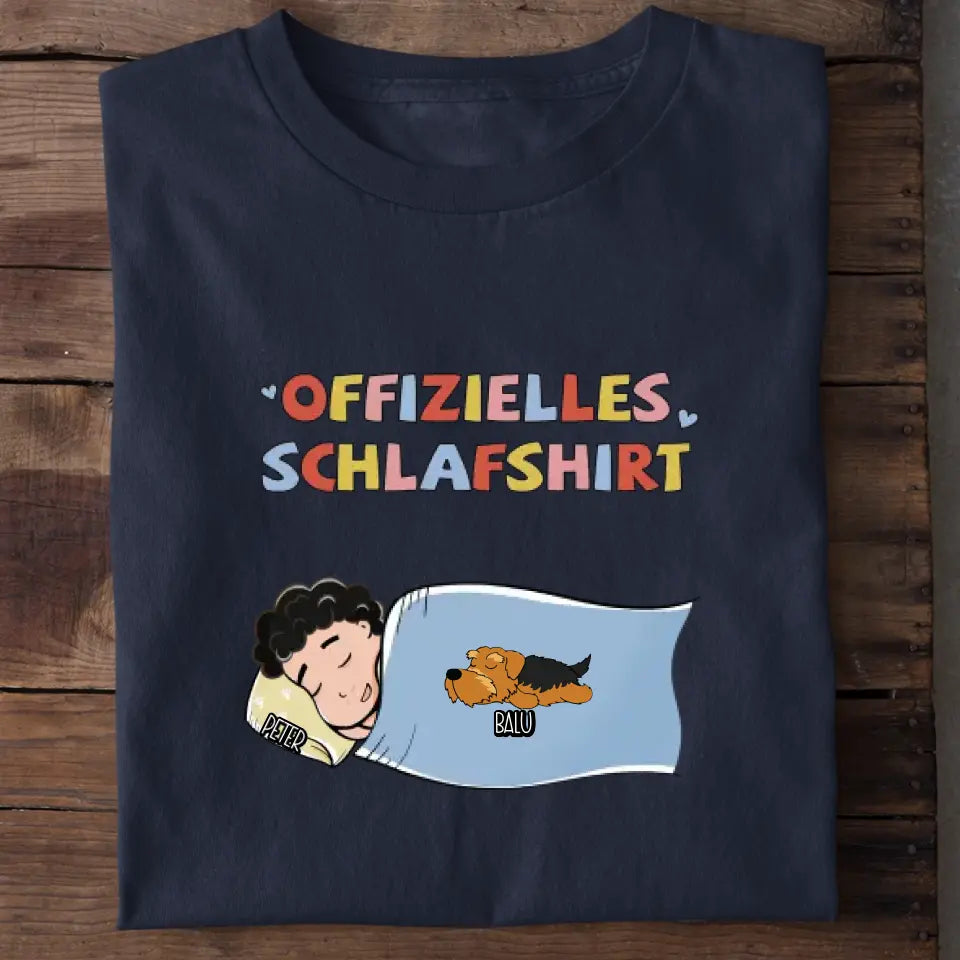 Offizielles Schlafshirt Hundebesitzer – Verschiedene Größen personalisiertes Schlafshirt