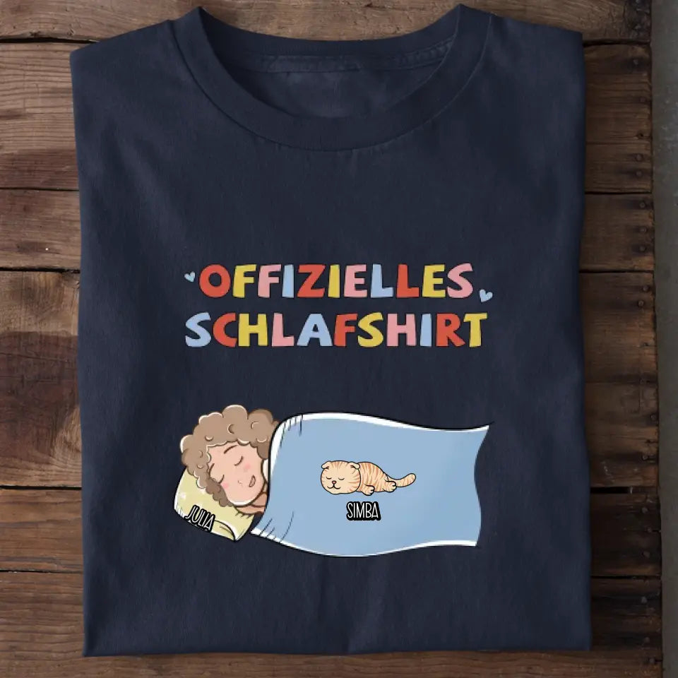 Offizielles Schlafshirt Katzenbesitzer - Personalisiertes T-Shirt