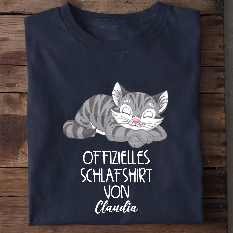 Offizielles Schlafshirt Katze – Verschiedene Größen personalisiertes Schlafshirt