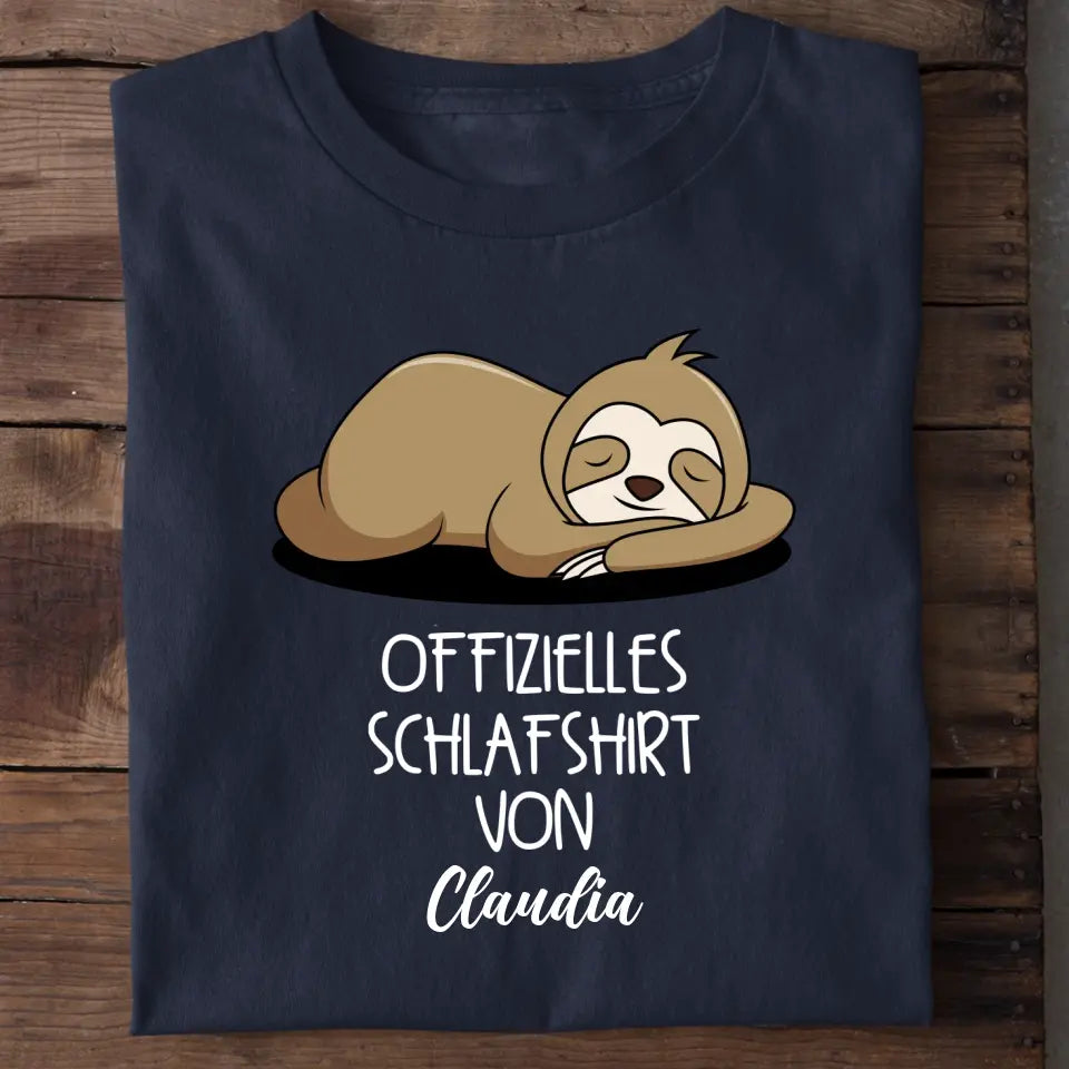Offizielles Schlafshirt Faultier – Verschiedene Größen personalisiertes Schlafshirt