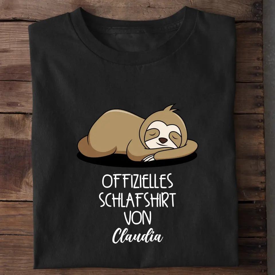 Offizielles Schlafshirt Faultier – Lifestyle Foto personalisiertes Schlafshirt
