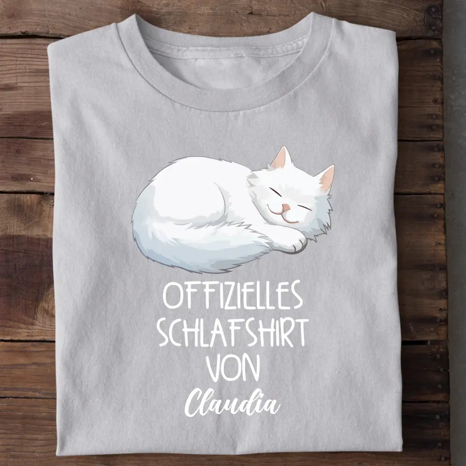 Offizielles Schlafshirt Katze mit Foto – Detailansicht personalisierter Aufdruck