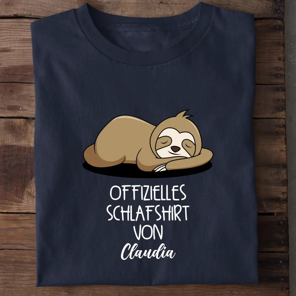 Offizielles Schlafshirt Faultier – Farbübersicht personalisiertes Schlafshirt