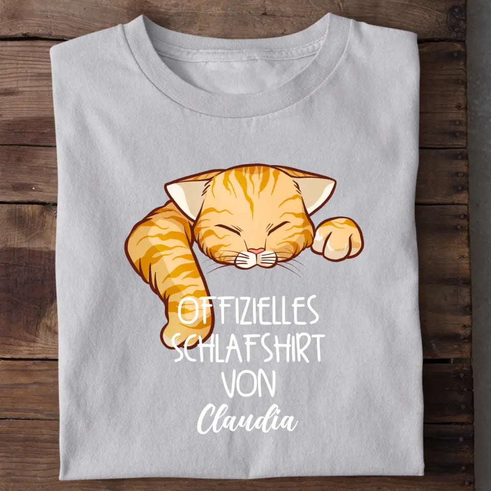 Offizielles Schlafshirt Katze mit Foto – Detailansicht personalisierter Katzen-Aufdruck