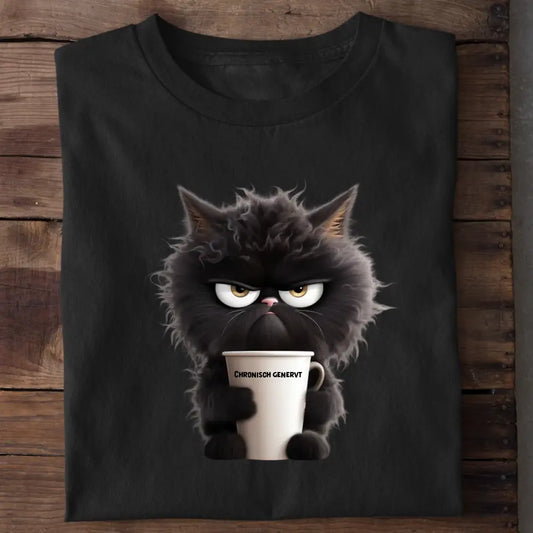 Morgenmuffel Katze - Personalisiertes T-Shirt