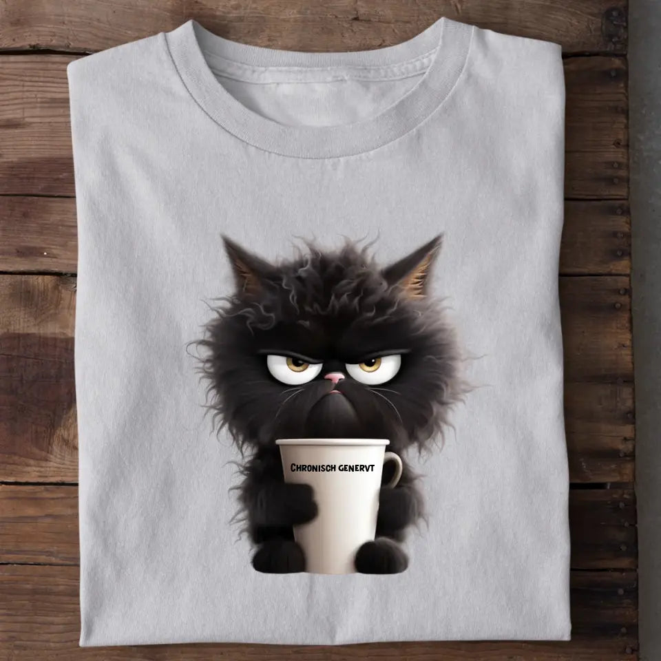 Morgenmuffel Katze - Personalisiertes T-Shirt