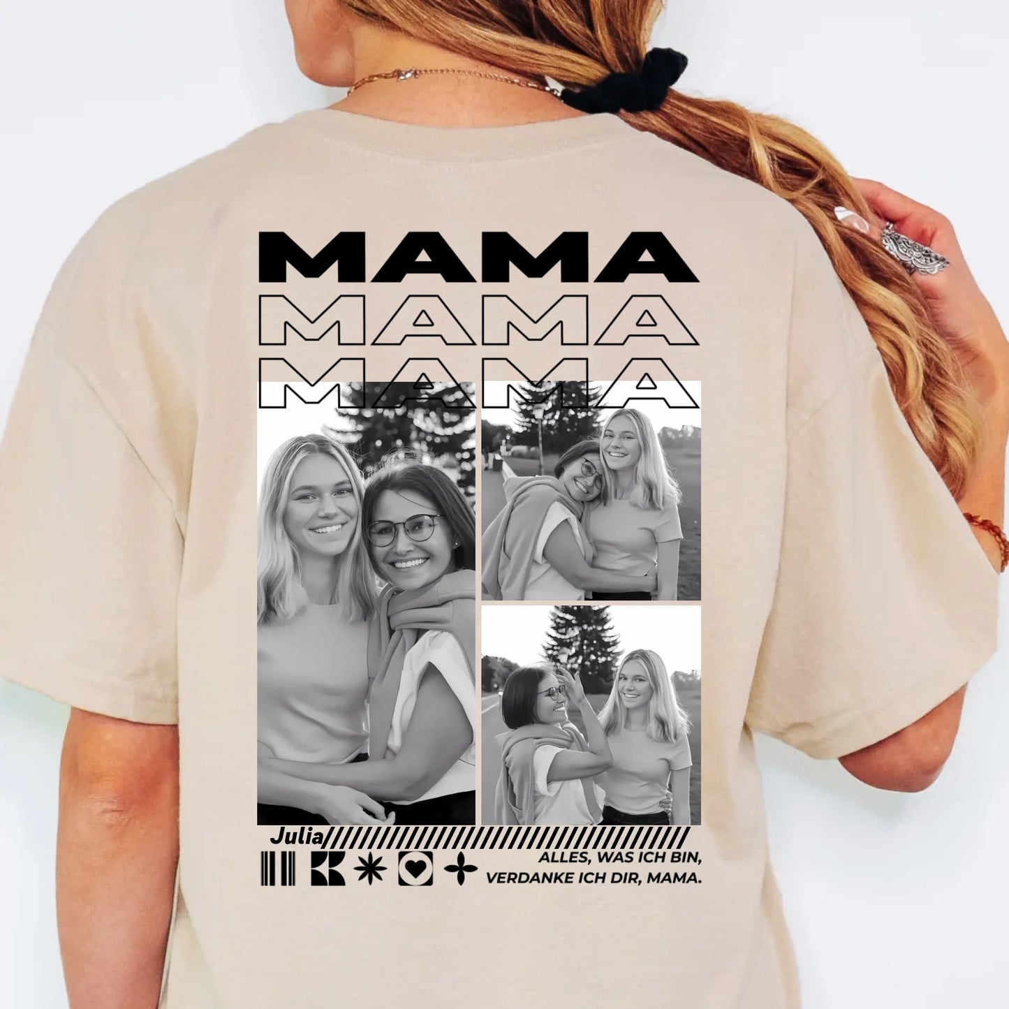 Mama T-Shirt mit Fotos – Verschiedene Größen personalisiertes Mama-Foto-Shirt