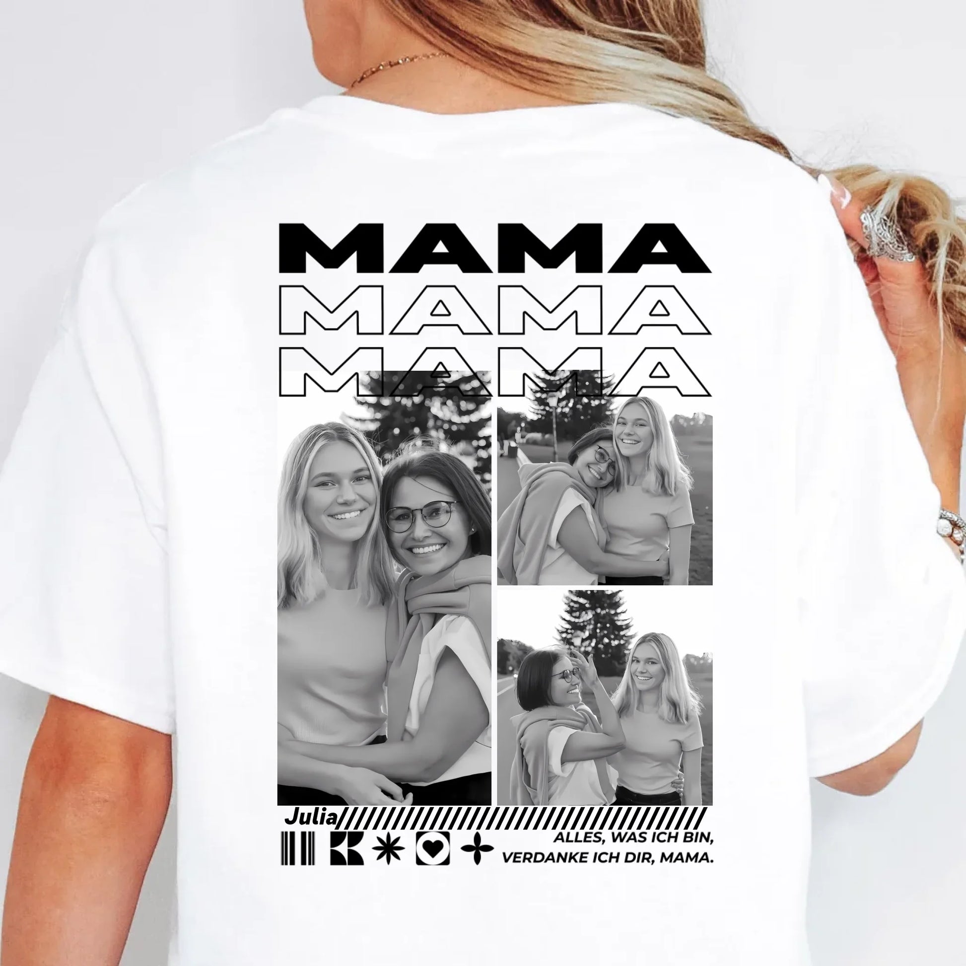 Mama T-Shirt mit Fotos – Detailansicht personalisierter Foto-Aufdruck