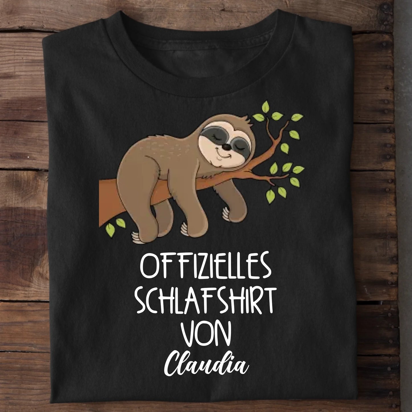 Offizielles Schlafshirt Faultier personalisiert – Lustiges Schlafshirt Damen & Herren mit Namen