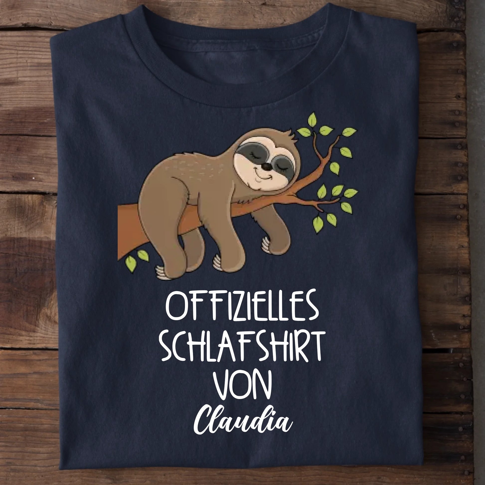 Offizielles Schlafshirt Faultier – Verschiedene Größen personalisiertes Schlafshirt