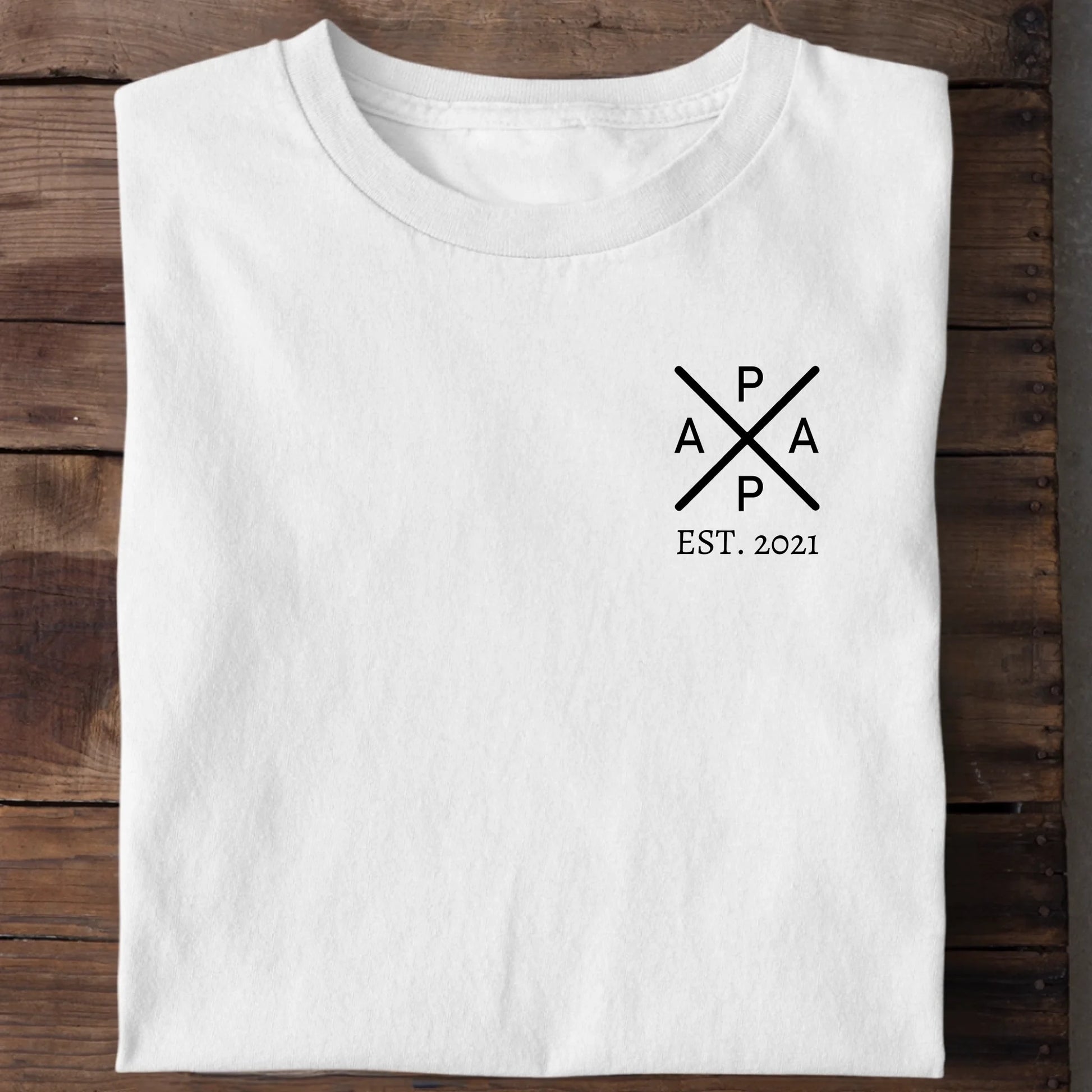 Papa Vatertag T-Shirt – Weiße Variante personalisiertes Vatertags T-Shirt