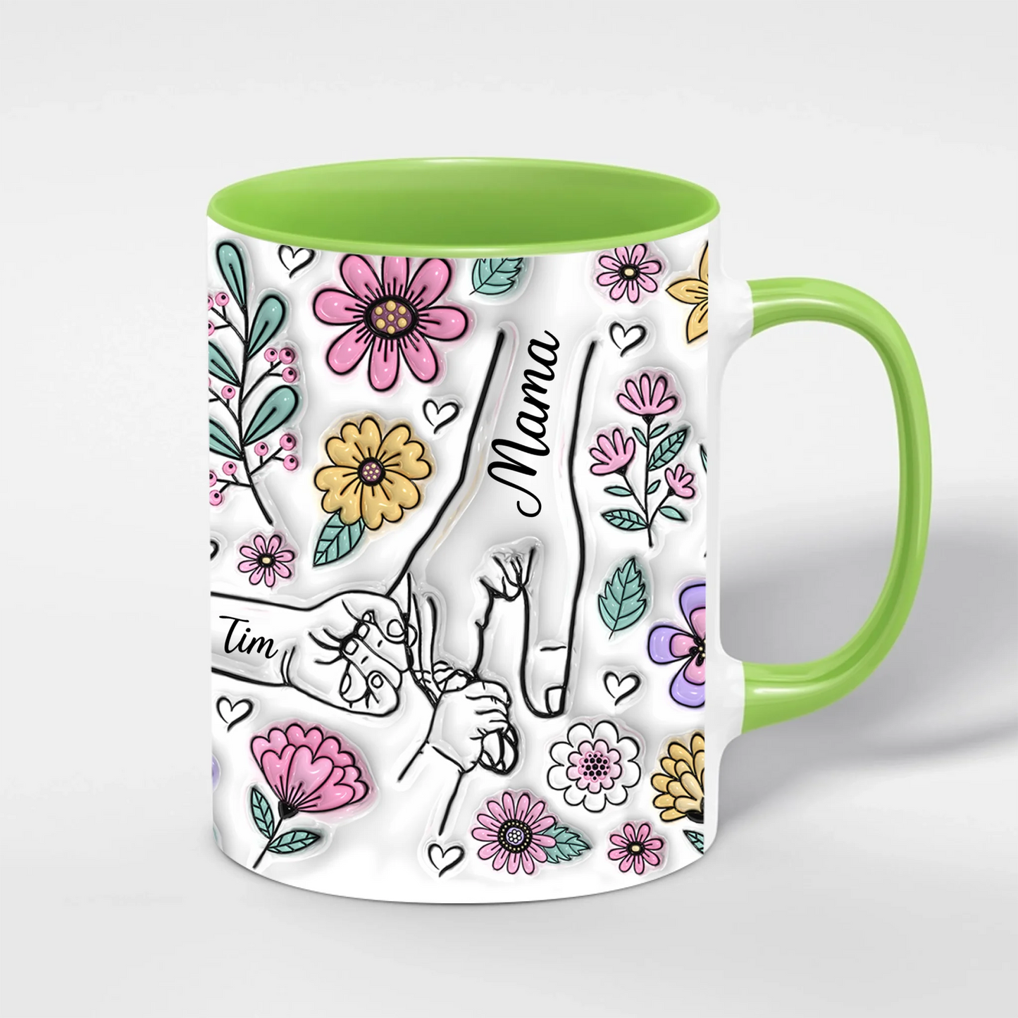 Mama-Tasse mit Kindernamen – Personalisiert im 3D-Look