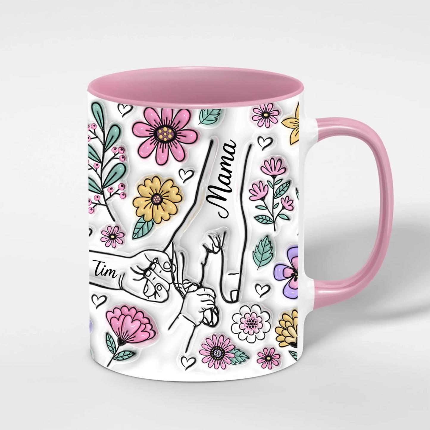 Mama-Tasse mit Kindernamen – Personalisiert im 3D-Look