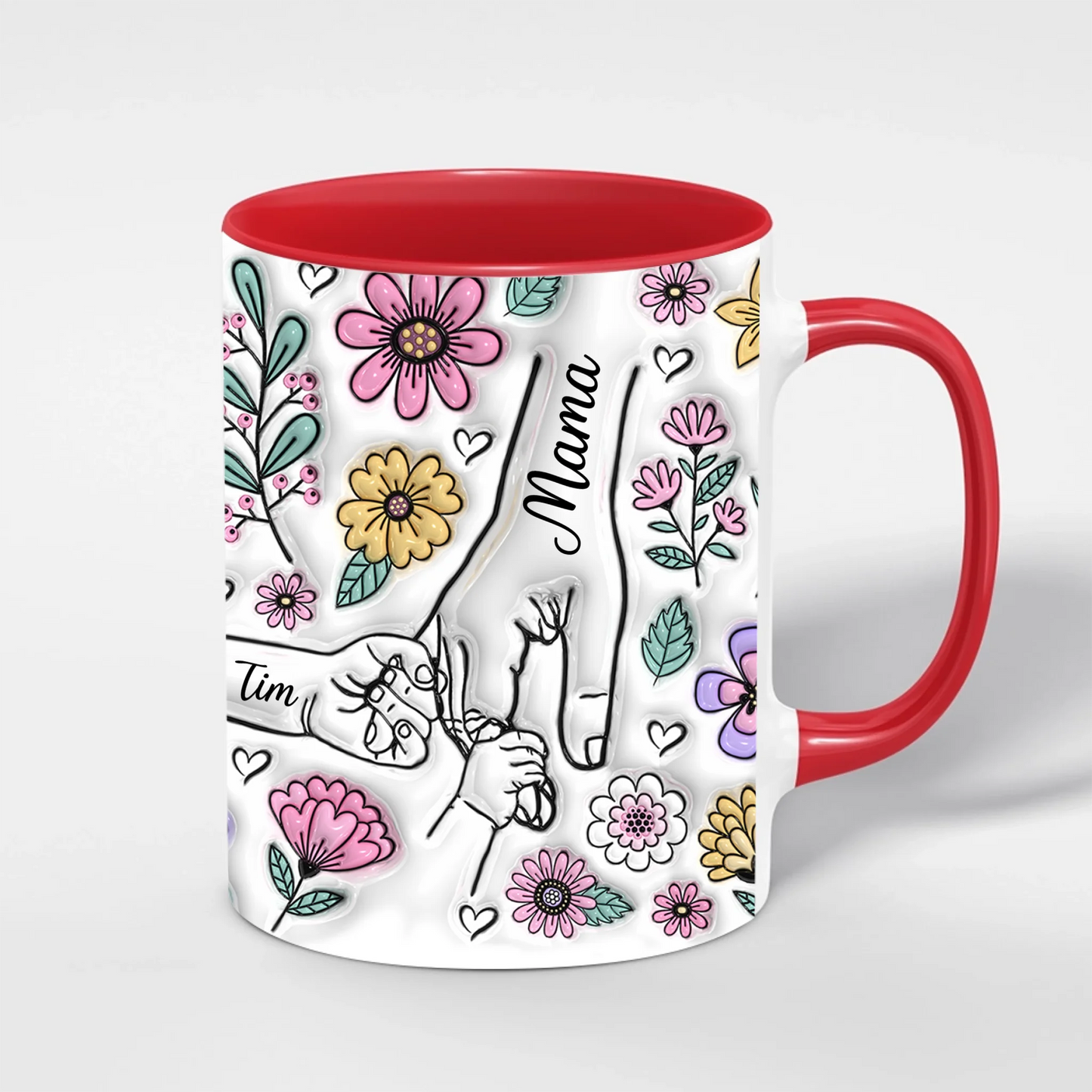 Mama-Tasse mit Kindernamen – Personalisiert im 3D-Look