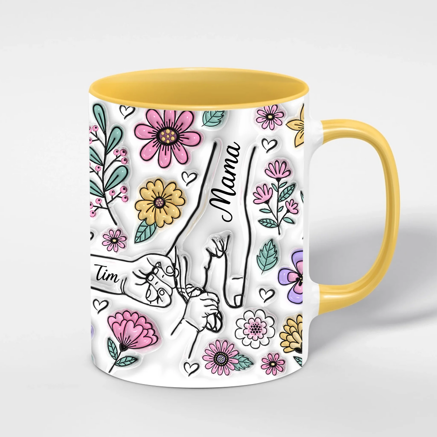 Mama-Tasse mit Kindernamen – Personalisiert im 3D-Look