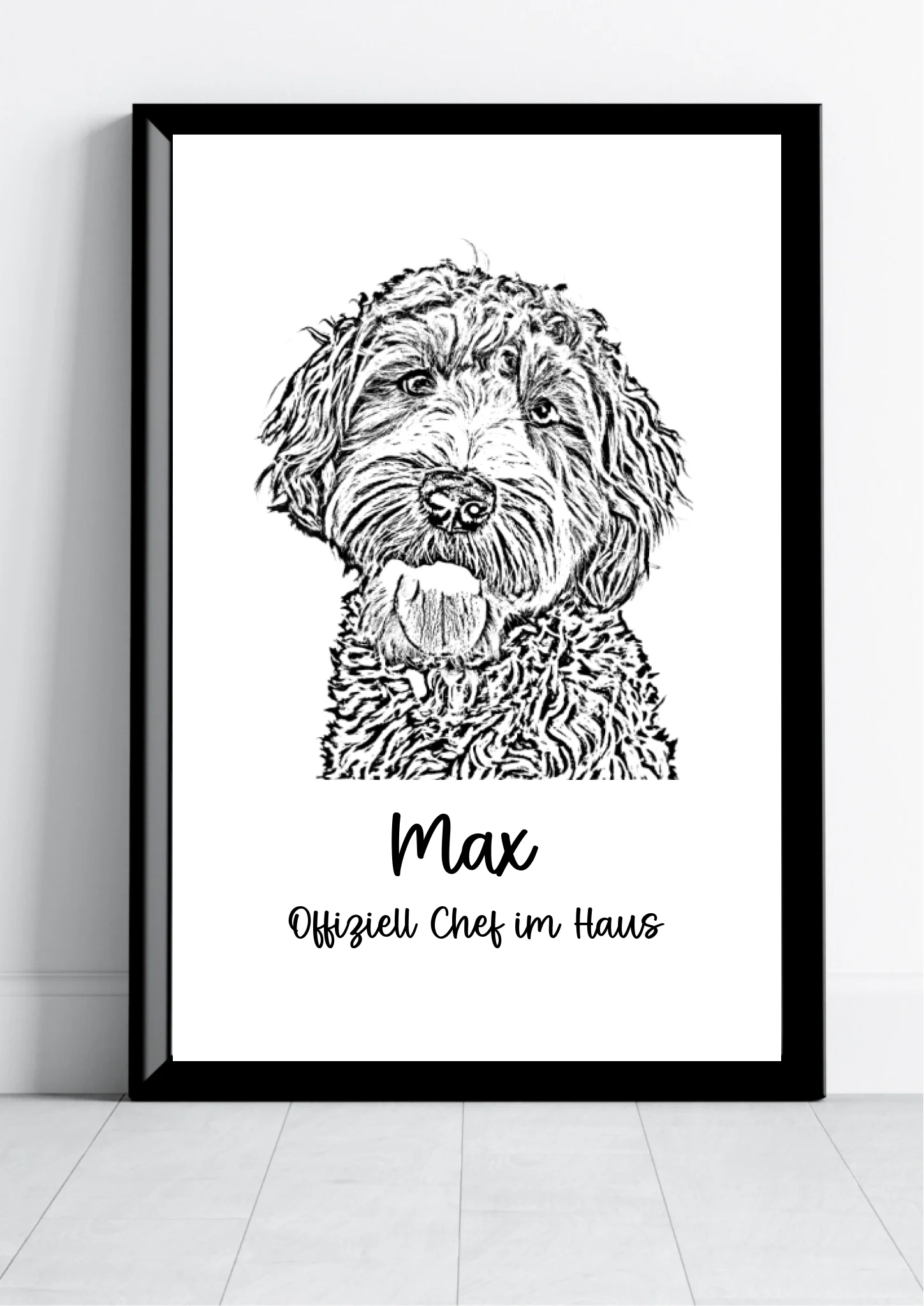 Tierportrait Sketch Poster – Beispiel mit eigenem Haustier-Foto personalisiert