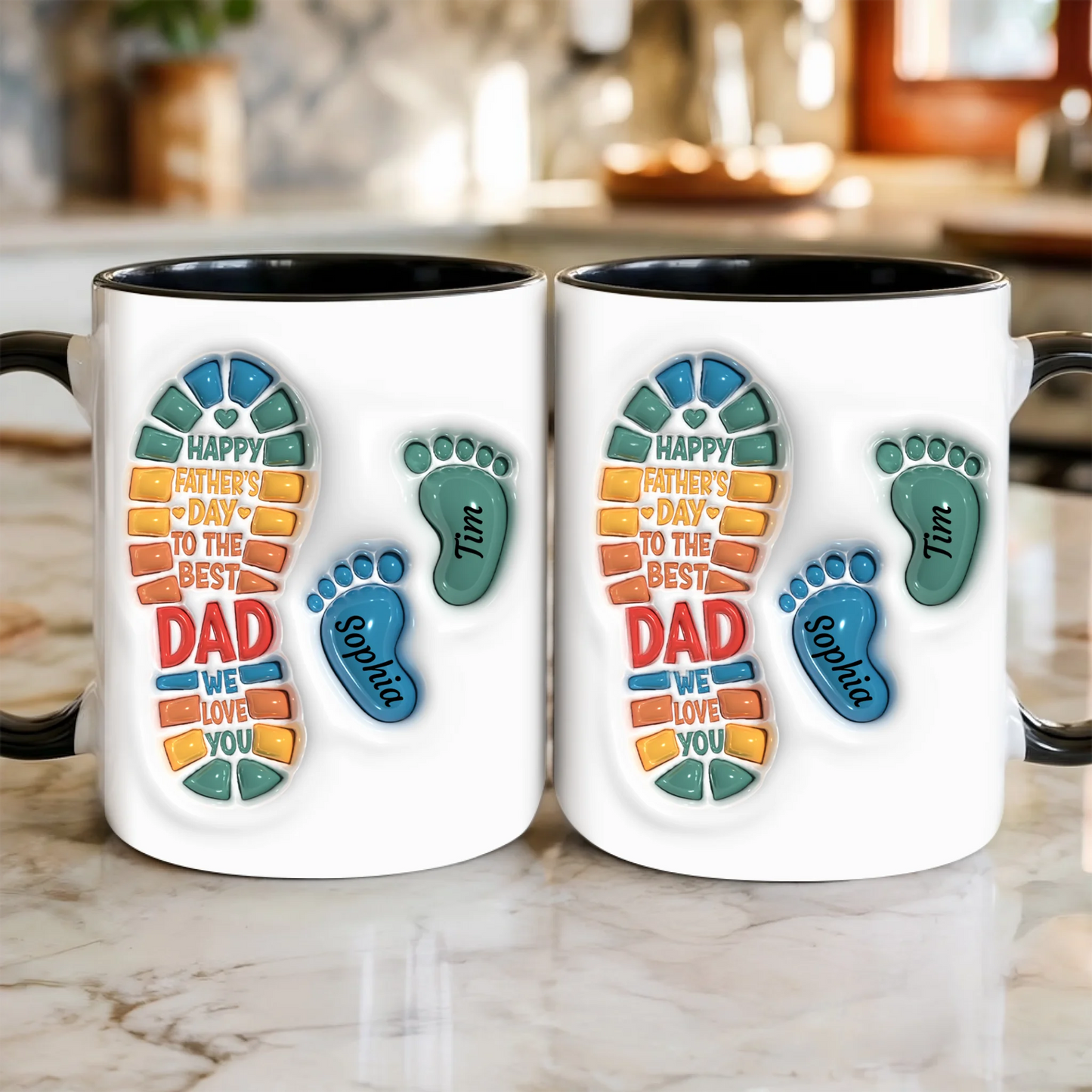 Personalisierte Papa Tasse mit Kinderfüßen & Namen – Geschenk für Papa